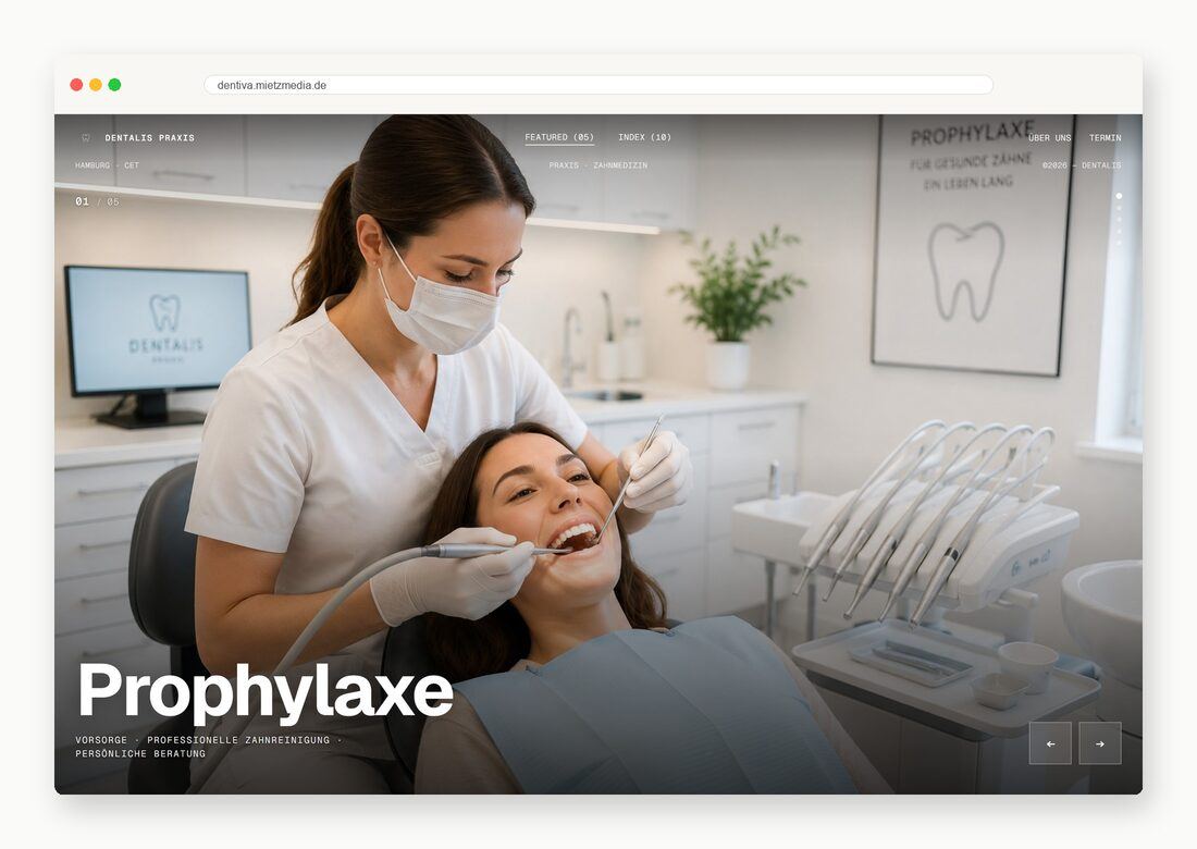 Dentiva Praxis — Webdesign-Arbeit von MietzMedia