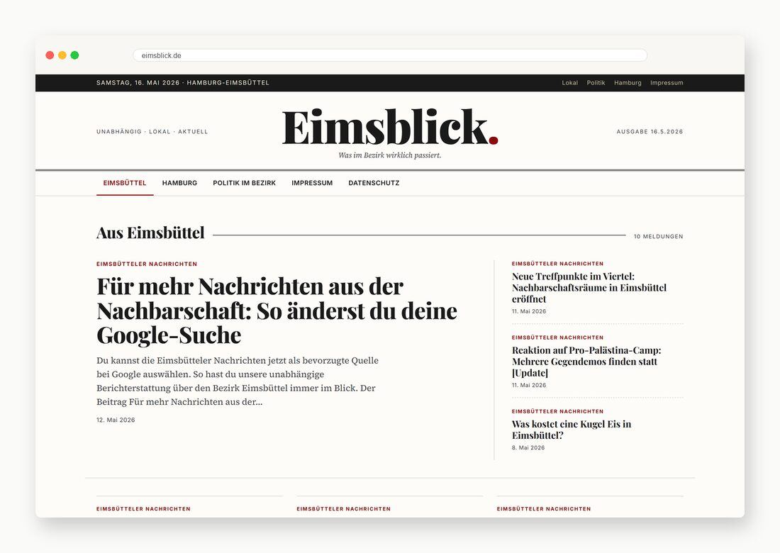 Eimsblick. — Webdesign-Arbeit von MietzMedia