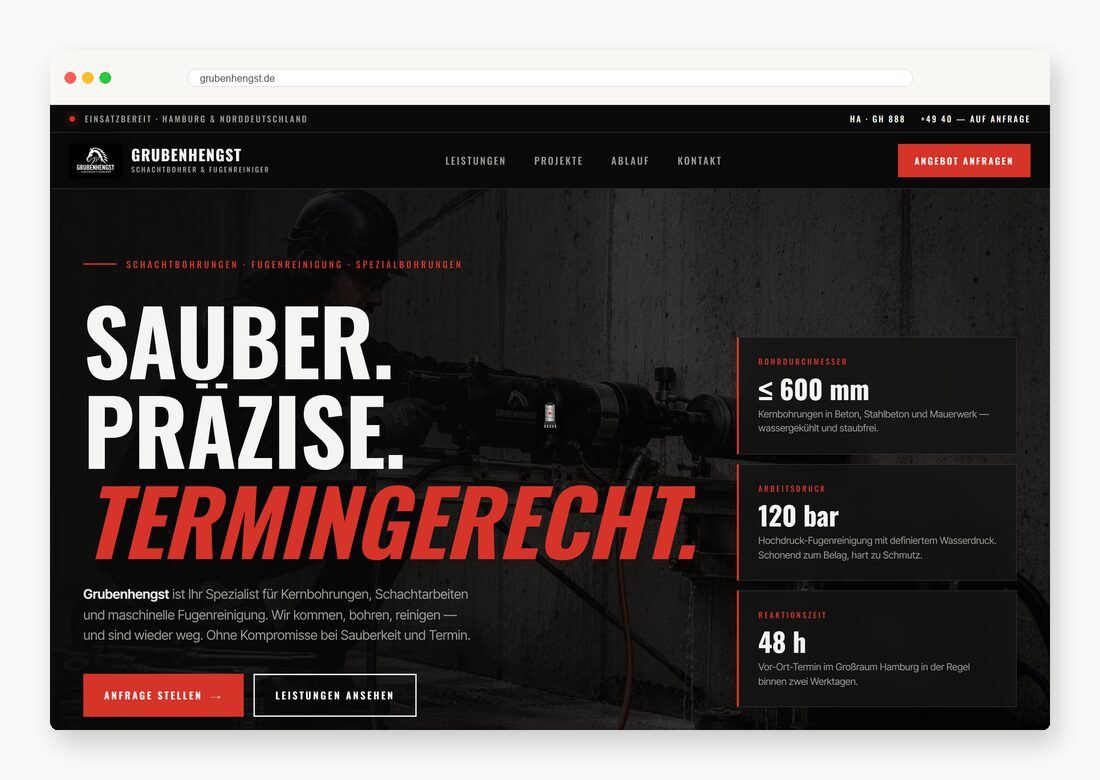 Grubenhengst — Webdesign-Arbeit von MietzMedia