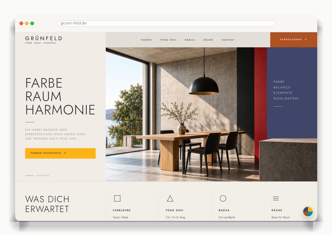 GRÜNFELD – Farbe, Raum & Feng Shui — Desktop-Ansicht