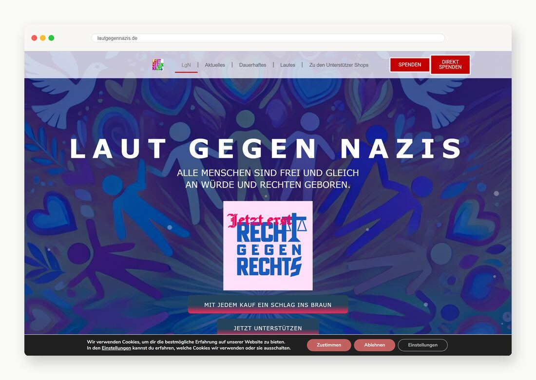 Laut gegen Nazis — Webdesign-Arbeit von MietzMedia