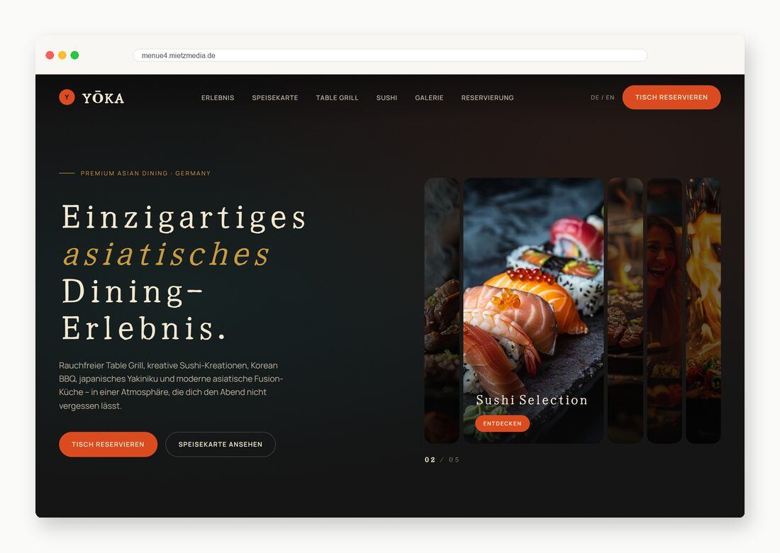 YŌKA — Webdesign-Arbeit von MietzMedia