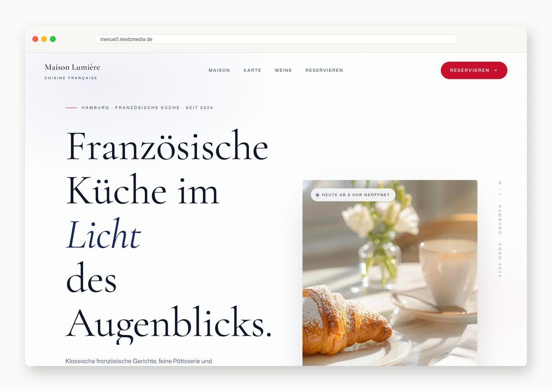 Maison Lumière — Webdesign-Arbeit von MietzMedia
