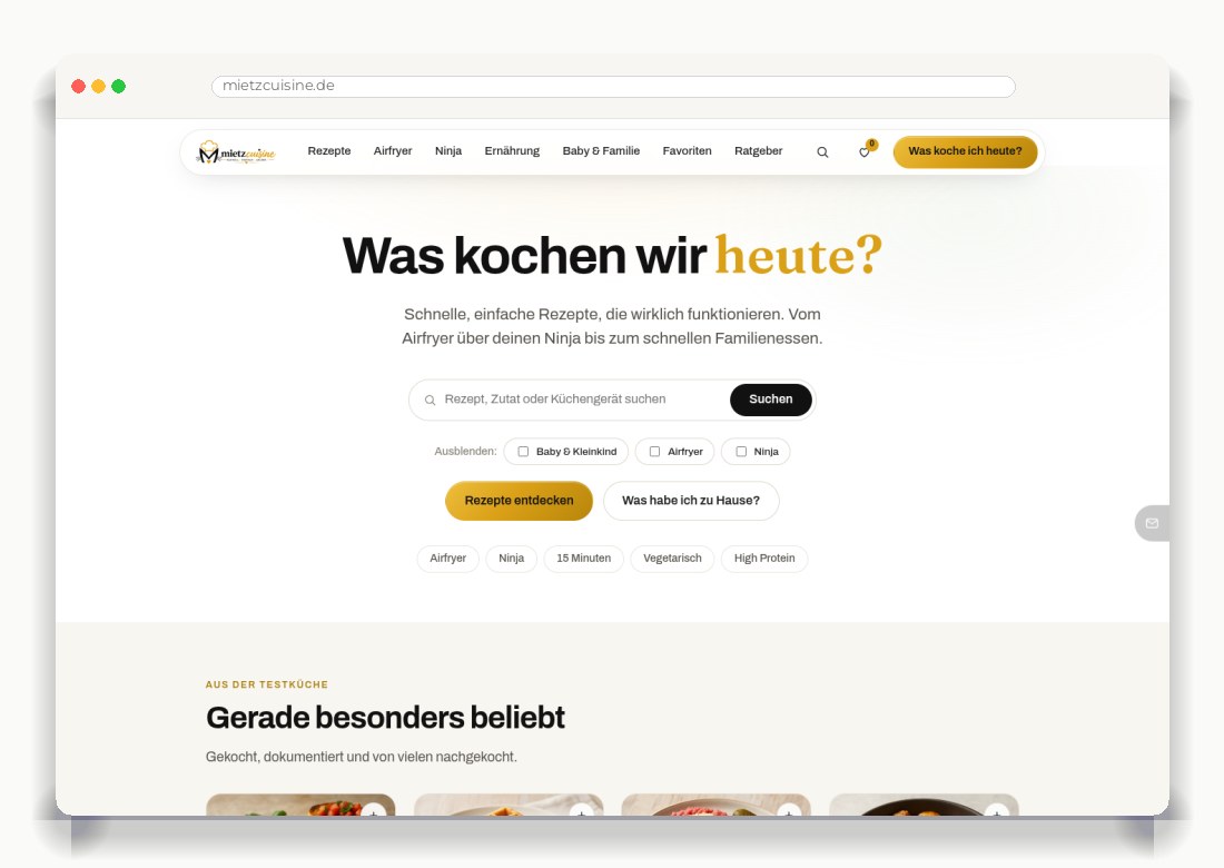 MietzCuisine – Schnelle, einfache Rezepte — Desktop-Ansicht
