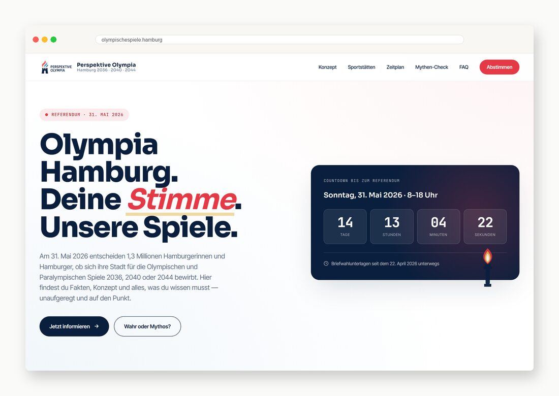 Olympia Hamburg — Webdesign-Arbeit von MietzMedia