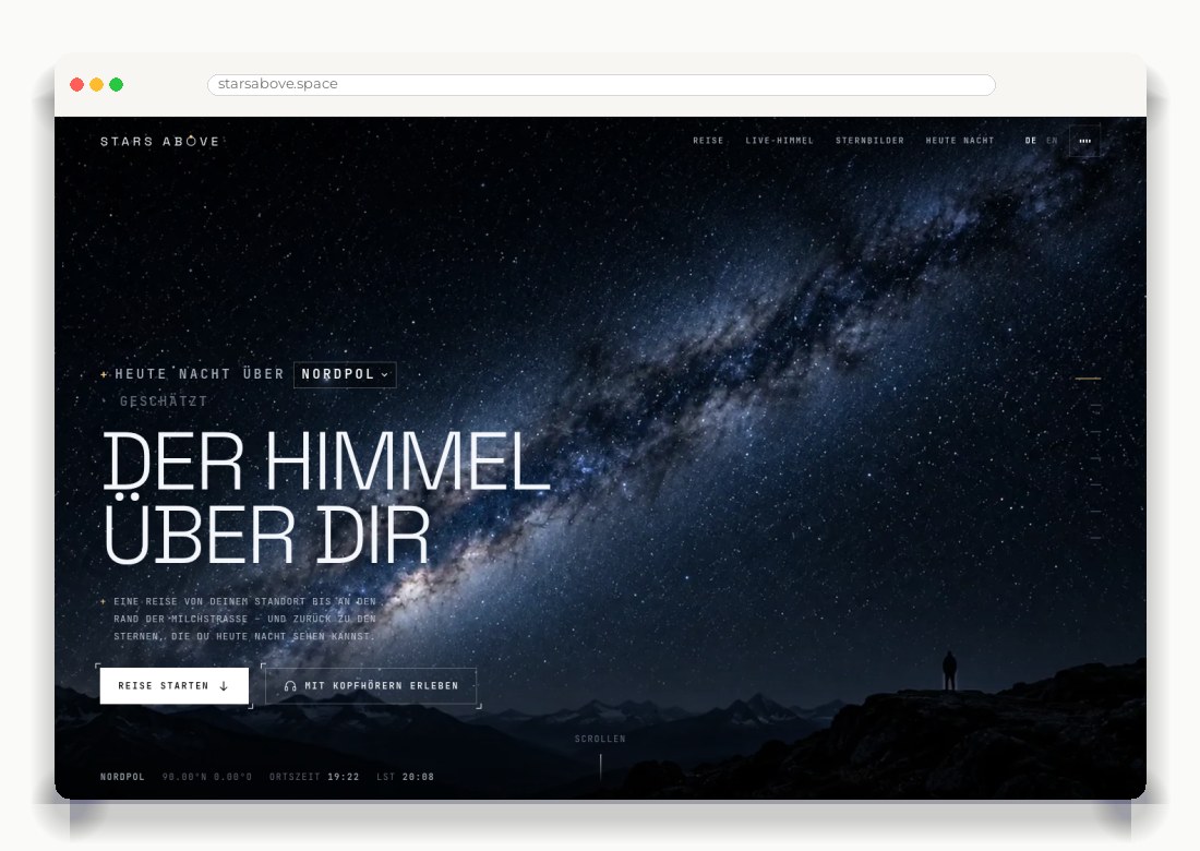 Stars Above — Desktop-Ansicht