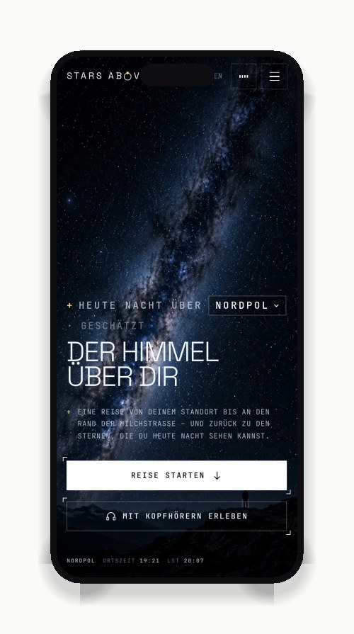 Stars Above — Mobile-Ansicht