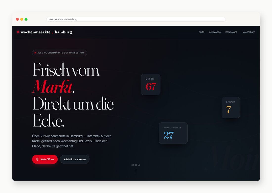 wochenmaerkte.hamburg — Webdesign-Arbeit von MietzMedia