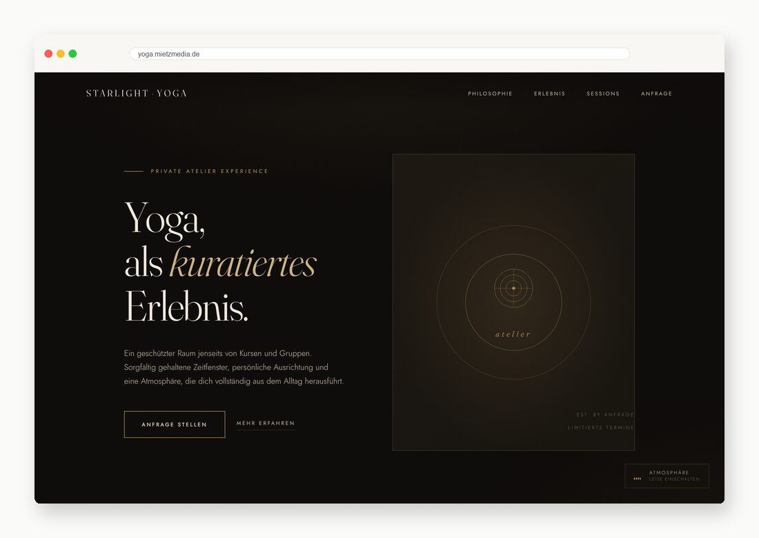 Starlight Yoga — Webdesign-Arbeit von MietzMedia