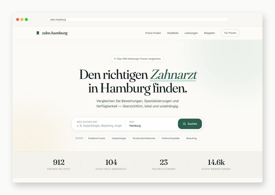 zahn.hamburg — Webdesign-Arbeit von MietzMedia